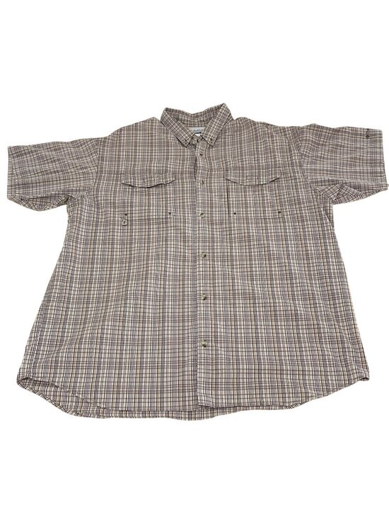 Columbia Other - Columbia PFG Mens XXL Brown Plaid Fishing Shirt Vent Back Short Sleeve Big Tall